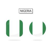 Flag of Nigeria 2 Shapes icon 3D cartoon style. vector