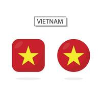 Flag of Vietnam 2 Shapes icon 3D cartoon style. vector