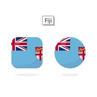 Flag of Fiji 2 Shapes icon 3D cartoon style. vector