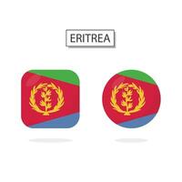 Flag of Eritrea 2 Shapes icon 3D cartoon style. vector