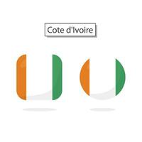 Flag of Cote d Ivoire 2 Shapes icon 3D cartoon style. vector