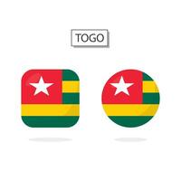 Flag of Togo 2 Shapes icon 3D cartoon style. vector