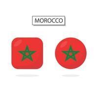 Flag of Morocco 2 Shapes icon 3D cartoon style. vector