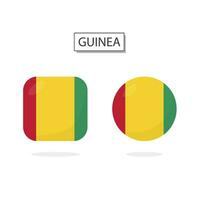 Flag of Guinea 2 Shapes icon 3D cartoon style. vector