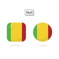 Flag of Mali 2 Shapes icon 3D cartoon style. vector