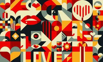 Valentine bauhaus modern geometric grid pattern vector