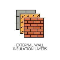 External wall thermal insulation layer vector icon