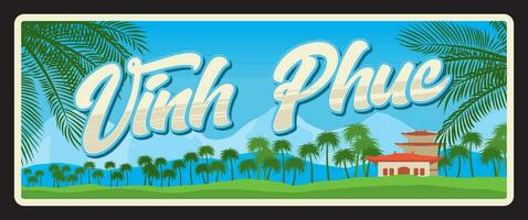 Vinh Phuc vietnamese province retro travel plate vector