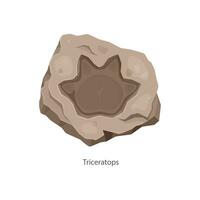 Ancient triceratops dinosaur footprint fossil vector