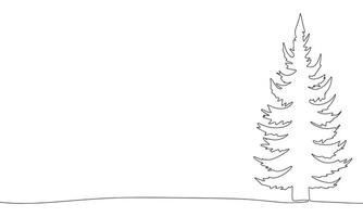 One line continuous pine tree. Line art Christmas tree. Vector illustration.