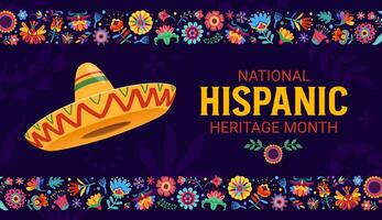 National Hispanic heritage month festival sombrero vector
