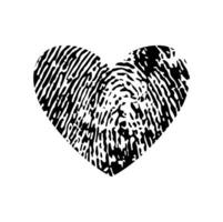 Fingerprint heart, romantic love symbol or stamp vector