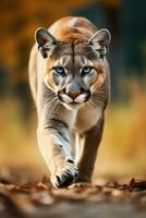 Portrait of american cougar or mountain lion. AI Generative photo