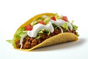 Mexican food tacos isolated on white background. AI Generative photo