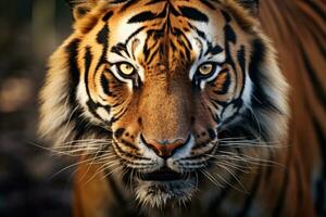 Close up of Siberian Tiger. Generative AI photo