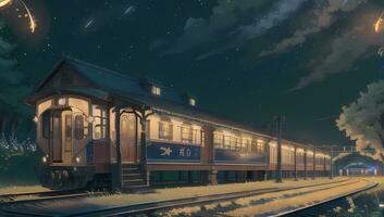 tren estación exterior Disparo visual novela anime manga antecedentes fondo de pantalla foto