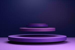 Minimalistic purple background for product presentation with podiums photo