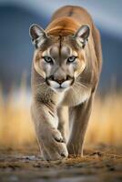 Portrait of american cougar or mountain lion. AI Generative photo