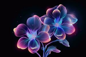 Futuristic glowing flower in neon colors photo