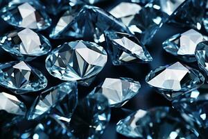 Luxury diamonds on dark blue background photo