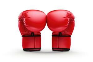 Red boxing gloves on a white background. AI Generative photo