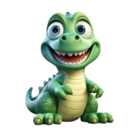 3d crocodile dinosaure mascotte personnage, ai génératif png