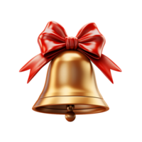 3D Christmas Bell With Red Ribbon, ai generative png