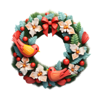 3D Beautiful Christmas Wreath, ai generative png