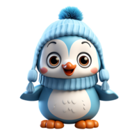 3d Natal pinguim mascote personagem, ai generativo png