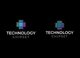 internal chipset data wire and technology logo design vector