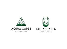 Coral aqua scapes logo design. Minimalist aquascapes logo vector
