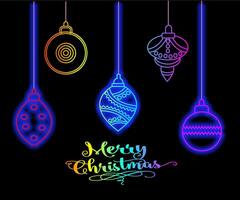 Abstract neon lamp christmas shape background object glowing icon. Christmas objects in vivid colors. Festive fir with neon light. Icon set, sign, symbol for UI. Vector illustration