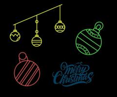 Abstract neon lamp christmas shape background object glowing icon. Christmas objects in vivid colors. Festive fir with neon light. Icon set, sign, symbol for UI. Vector illustration