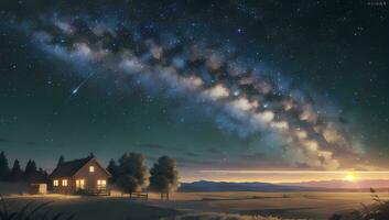 Starry Night Milky Way Dark Sky Visual Novel Anime Manga Background Wallpaper photo