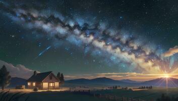 Starry Night Milky Way Dark Sky Visual Novel Anime Manga Background Wallpaper photo
