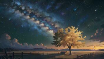 Starry Night Milky Way Dark Sky Visual Novel Anime Manga Background Wallpaper photo