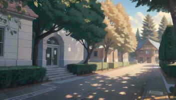 University School Complex Visual Novel Anime Manga Background Wallpaper On a Sunny Day photo