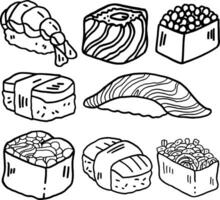 hand drawn sushi line for templates. vector