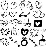 hand drawn heart cute doodle line for templates vector