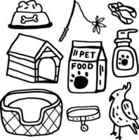 hand drawn pet objects icon for templates. vector