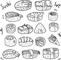 hand drawn sushi line for templates. vector