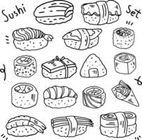 hand drawn sushi line for templates. vector