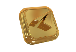 Icon socials media 3d style color golden png