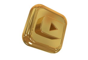 Icon socials media 3d style color golden png