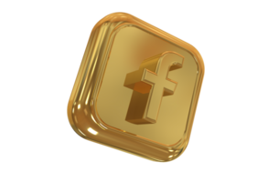 Icon socials media 3d style color golden png