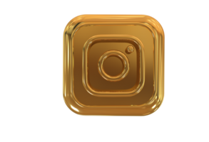 Icon socials media 3d style color golden png