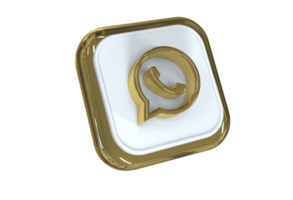 ícone socials meios de comunicação 3d estilo cor ouro e branco png