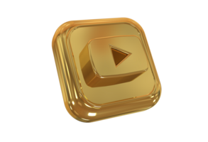 Icon socials media 3d style color golden png