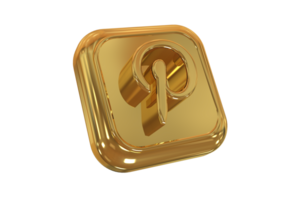 Icon socials media 3d style color golden png