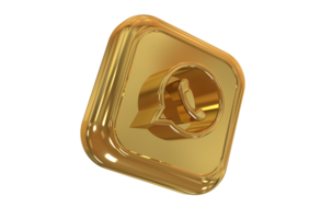 Icon socials media 3d style color golden png